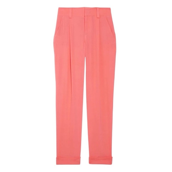 Alice + Olivia Coral Pink Silk Crepe Pants Size 4
